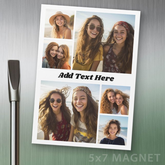 6 Photo Collage With Text - Refrigerator Magnet (Photo Magnet Sheet - 5 inches x 7 inches)