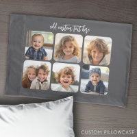 6 Photo Collage with trendy bounce script - grey