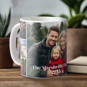 6 Photo Collage with white background - Serif Text Coffee Mug
