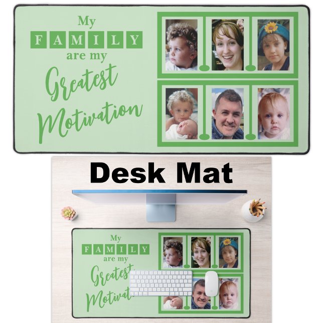 6 photo family motivation green desk mat (Creator Uploaded)