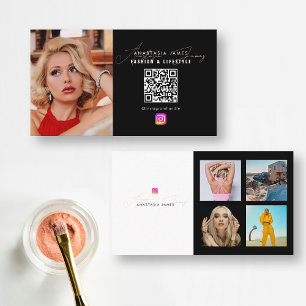 6 Photo Feed Grid Social Media QR Code Business  Card