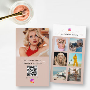 6 Photo Feed Grid Social Media QR Code Business  Card