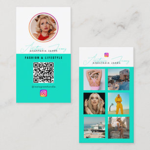 6 Photo Feed Grid Social Media QR Code  Business Card