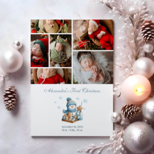 6 Photo First Christmas Birth Announcement