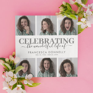 6 Photo Funeral Memorial Invitation