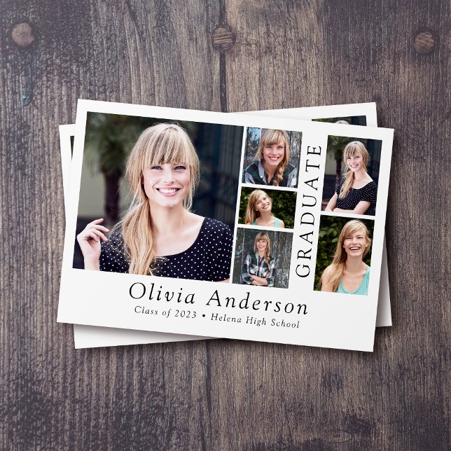 6 Photo Minimalist Graduate Thank You Card (Creator Uploaded)