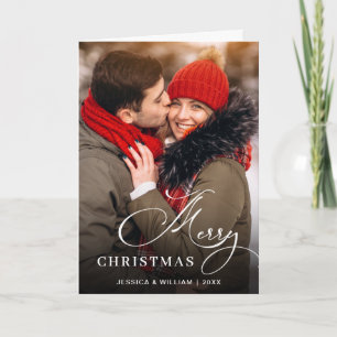 6 PHOTO Modern Merry Christmas Greeting Holiday Card