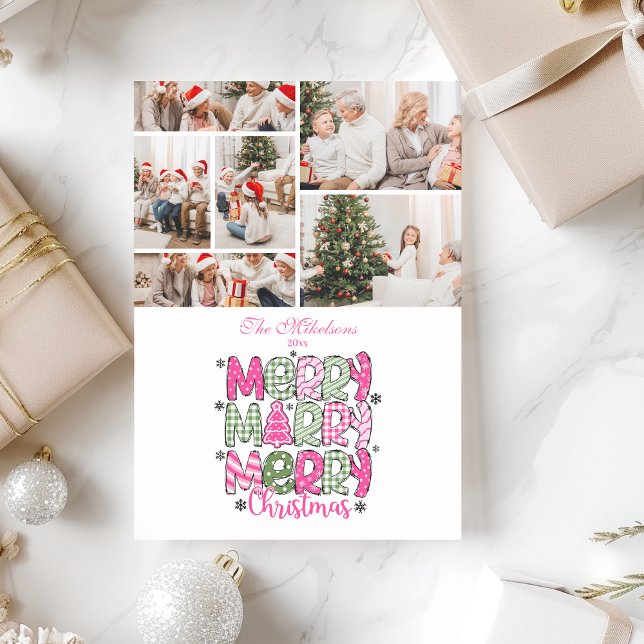 6 Photo Pink Green Merry Christmas Holiday (Creator Uploaded)