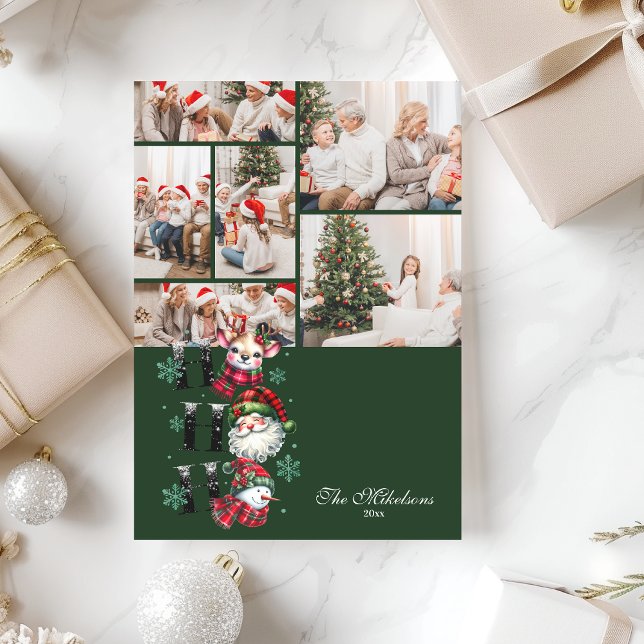 6 Photo Retro Santa & Friends Christmas Holiday Card (Creator Uploaded)