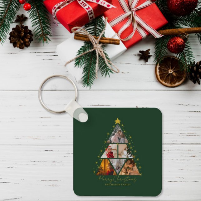 6 Photo Tree Shape Christmas gift for her Key Ring (Creator Uploaded)