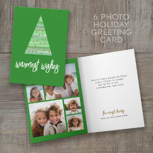6 Photo - Warmest Wishes Christmas Tree Ornaments Holiday Card