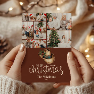 6 Photo Western Cowboy Hat Christmas Holiday Card