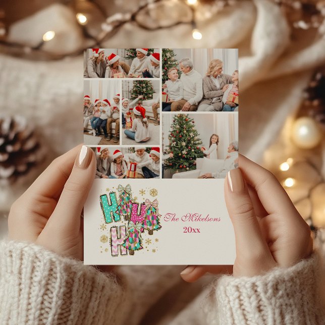 6 Photo Whimsical Ho Ho Ho Christmas Family  Holiday Card (Creator Uploaded)