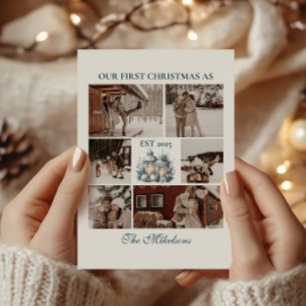 6 Photos First Christmas Together Holiday Card