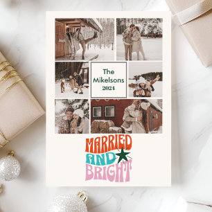 6 Photos Married and Bright Newlywed Holiday  Card