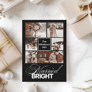 6 Photos Minimalist Married and Bright  Holiday Card