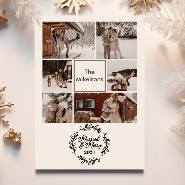 6 Photos Photo Married and Merry Holiday Card (Creator Uploaded)