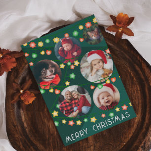 6 Photos To Personalise Merry Christmas Lights Holiday Card