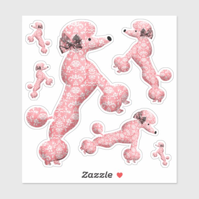 6 Pink Dancing Poodle Dog (Sheet)