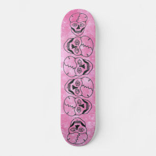 6 pink skull skateboard deck