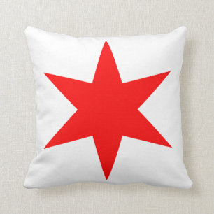 6-Pointed Chicago Flag Red Star Cushion