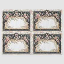 6 Pretty Vintage Ornate Panel Tissue Papers