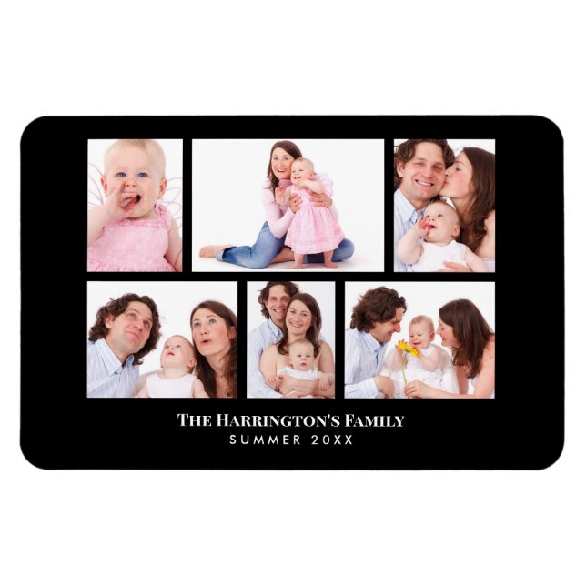 6 Sections Custom Photo Black Frames Magnet (Horizontal)