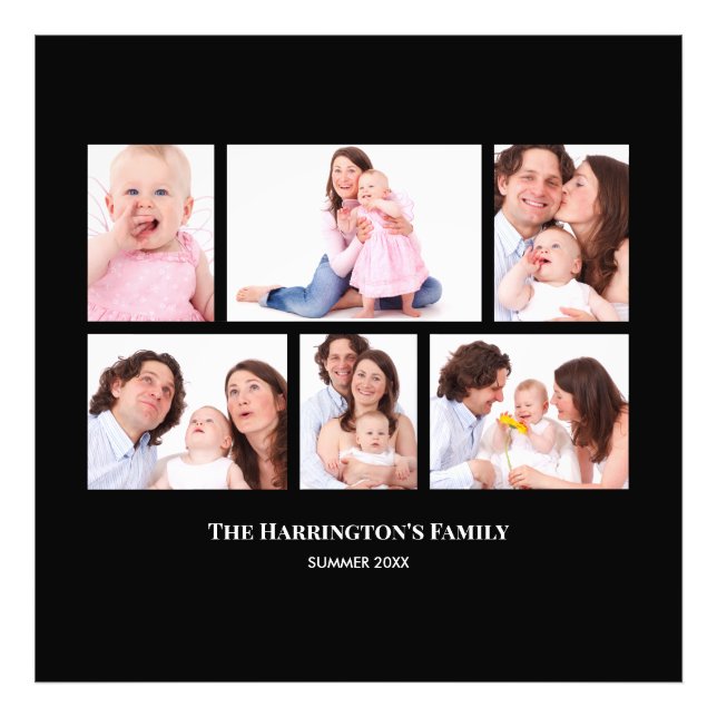 6 Sections Custom Photo Black Frames Print (Front)