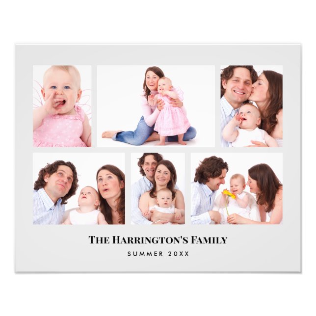 6 Sections Custom Photo Minimalist Grey Frames (Front)