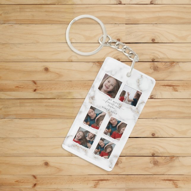 6 Six Photo Collage Aunty Modern Elegant Family Key Ring (Creator Uploaded)