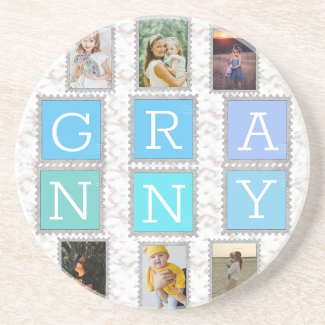 6 Six Photo Collage Cute Baby Family Love Granny Coaster (Front)