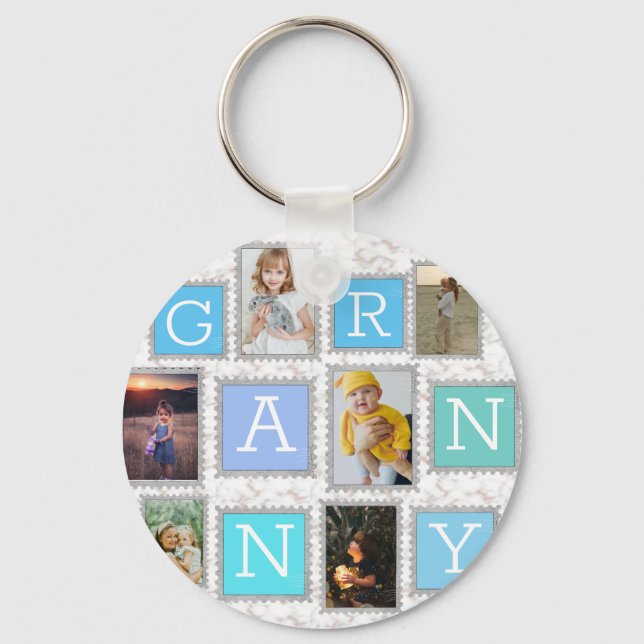 6 Six Photo Collage Cute Baby Family Love Granny Key Ring (Front)