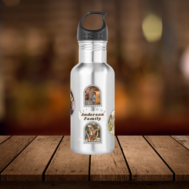 6 Six Photo Modern Elegant Collage Family Love 532 Ml Water Bottle (Creator Uploaded)