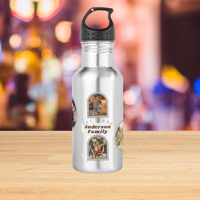 6 Six Photo Modern Elegant Collage Family Love 532 Ml Water Bottle (Creator Uploaded)