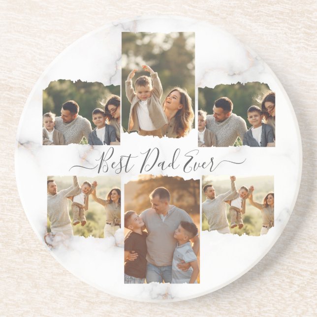 6 Six Photo Modern Elegant Collage Family Love Coaster (Front)