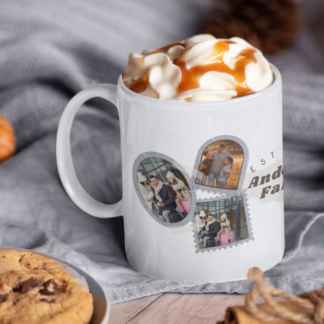 6 Six Photo Modern Elegant Collage Family Love Coffee Mug (Creator Uploaded)