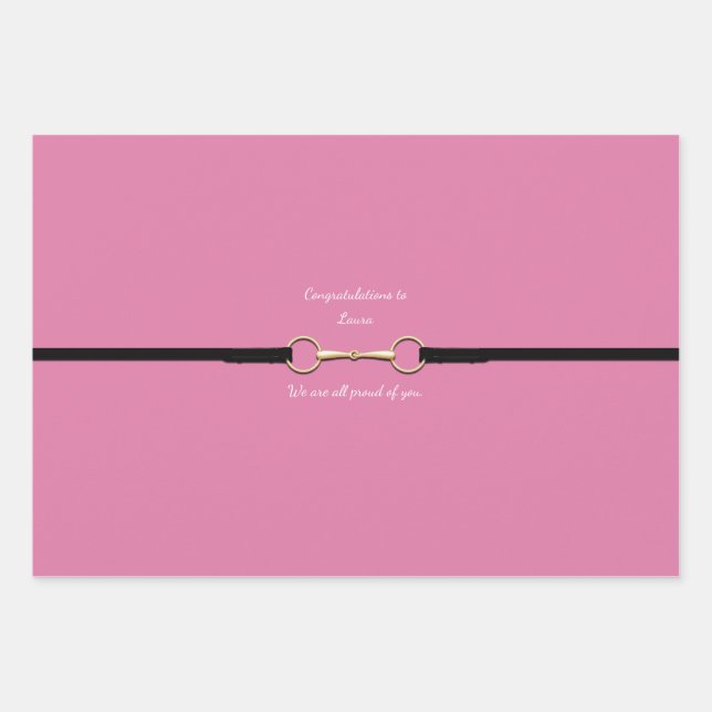 6" Snaffle Bit & Reins with Custom Text Pink Wrapping Paper Sheet (Front 2)