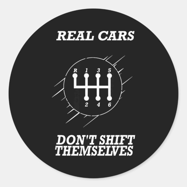 6 Speed Manual Transmission Shift Pattern  Classic Round Sticker (Front)
