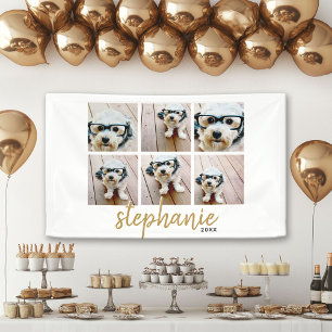 6 Square Photo Collage - handwritten font for text Banner