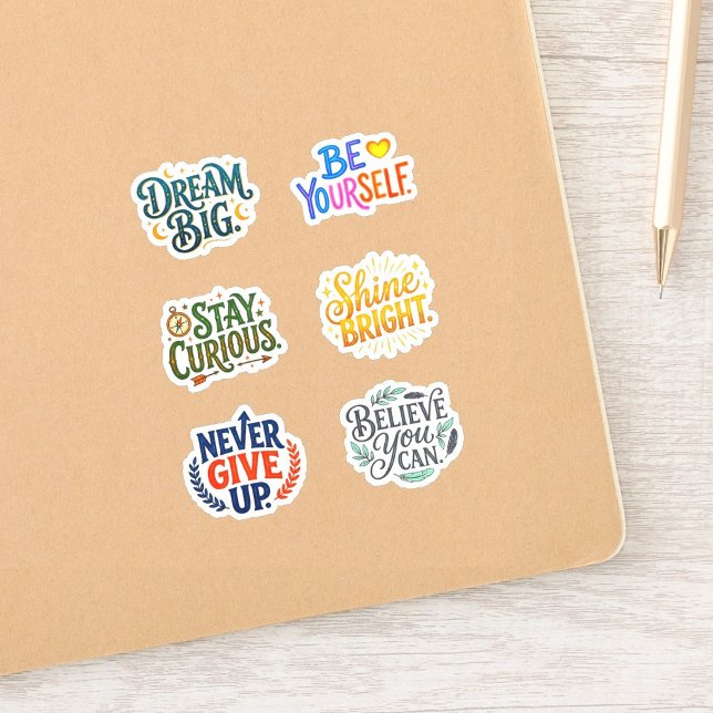 +6 (Students & Kids) Encouragement & Motivational (Motivational stickers for students, Encouragement sticker for kids, Positive affirmations for school)