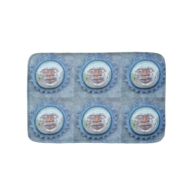 6 sun-faces blue bath mat (Front)