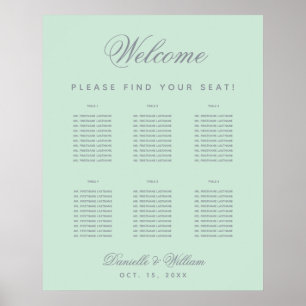 6 Table Mint Green Grey Wedding Seating Chart