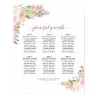 6 Table Rustic Pink Floral Wedding Seating Chart