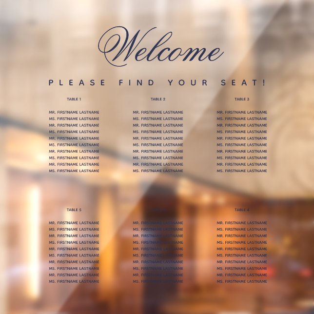 6 Table Seating Chart Navy Blue Script Transparent (Sheet 2)