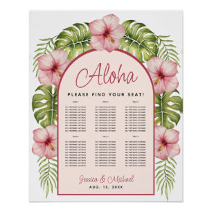 6 Table Tropical Arch Hawaii Wedding Seating Chart