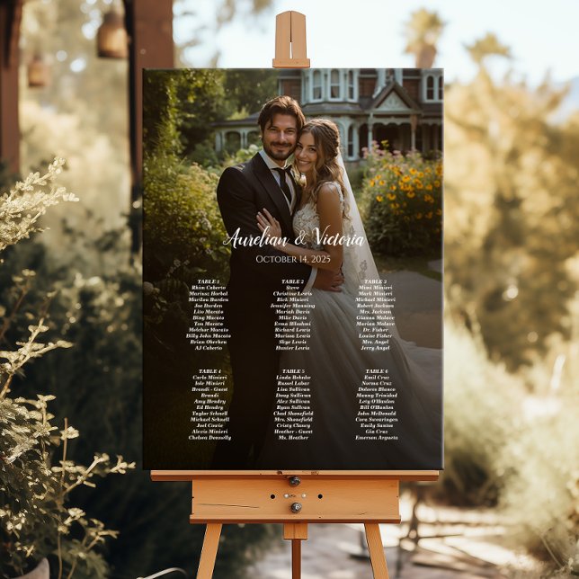 6 tables elegant photo wedding seating chart (Creator Uploaded)