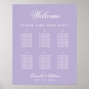 6 Tables Lavender Wedding Purple Seating Chart