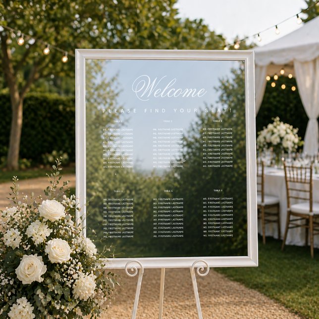 6 Tables White Simple Transparent Seating Chart (Creator Uploaded)