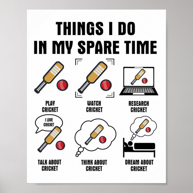 6 Things I Do In My Spare Time - Cricket  Poster (Front)