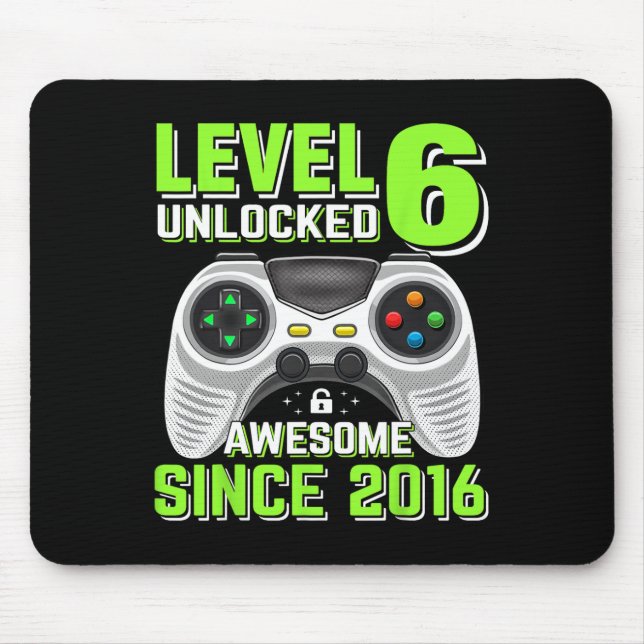 6 Unlocked Awesome 2016 Video Game 6th Birthday Gi Mouse Pad (Front)